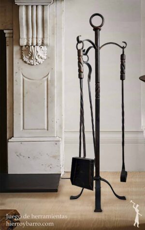 Accesorios de hierro para chimeneas. Chisperos, juegos de herramientas, lamparas de hierro, decoracion del hogar