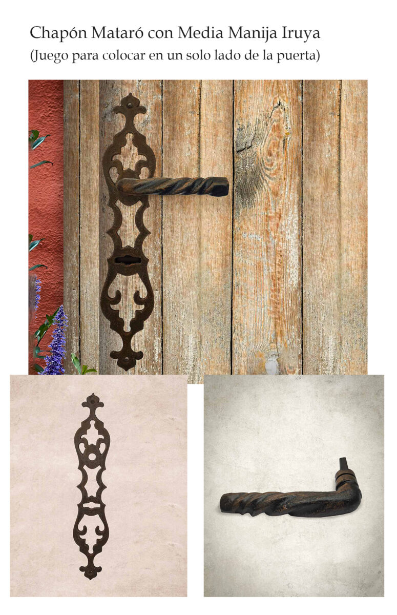 Manija de hierro forjado. Manijon Manija de hierro. Tiradores. Manijas para puertas. Puertas de entrada. Puerta de madera. Herrajes de hierro en Argentina.